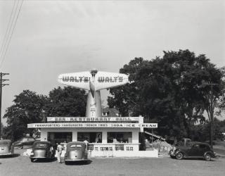 John Vachon - Roadside Diner; and Hub Cap Display, U.S. 1, New Jersey, July 1947
