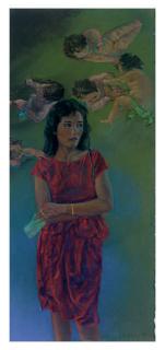 John Valadez - Portrait with Cherubs