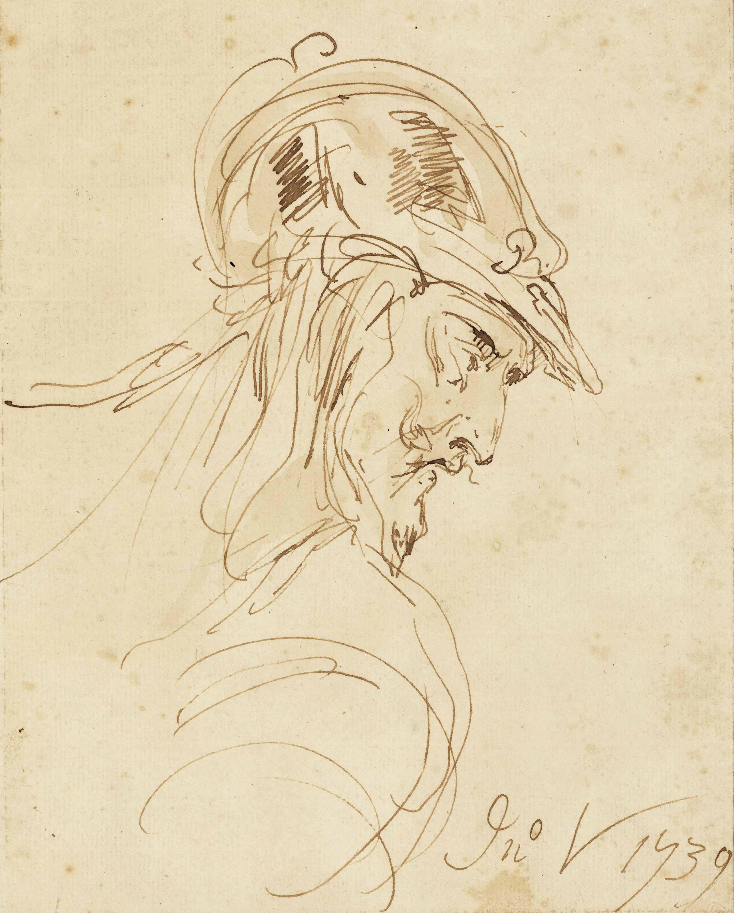 John Vanderbank - Portrait head study of Don Quixote