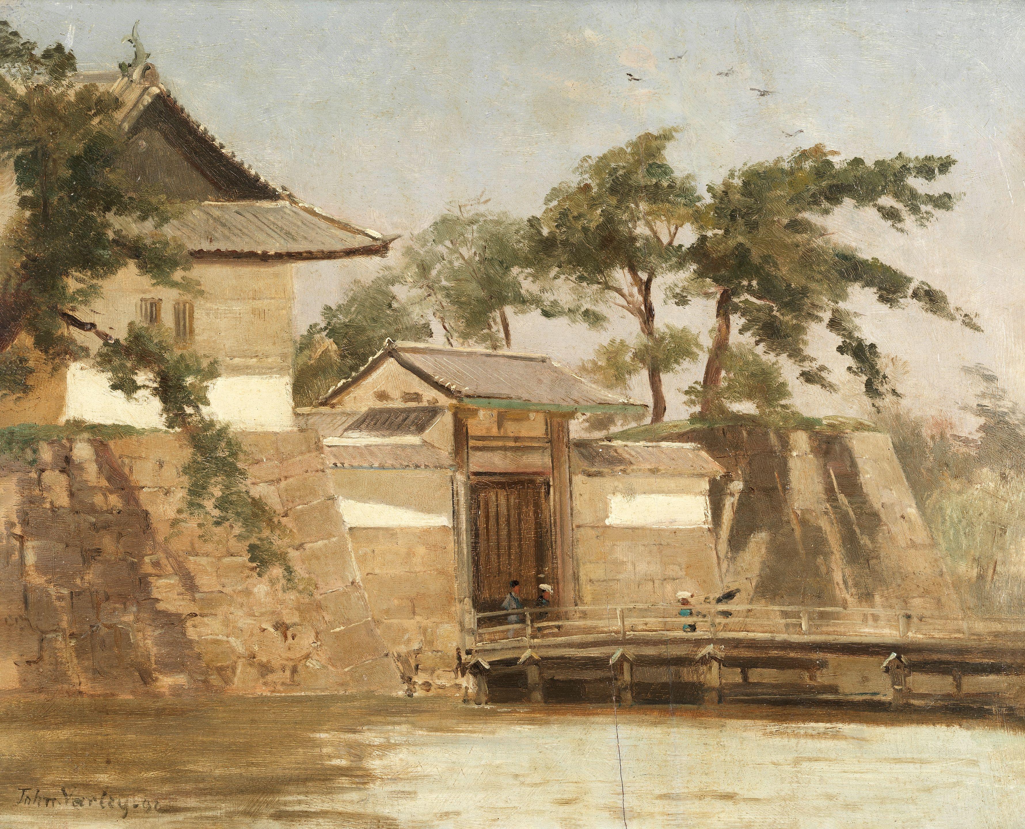John Varley Jnr. - A Japanese City Wall And Gate