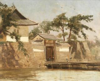John Varley Jnr. - A Japanese City Wall And Gate