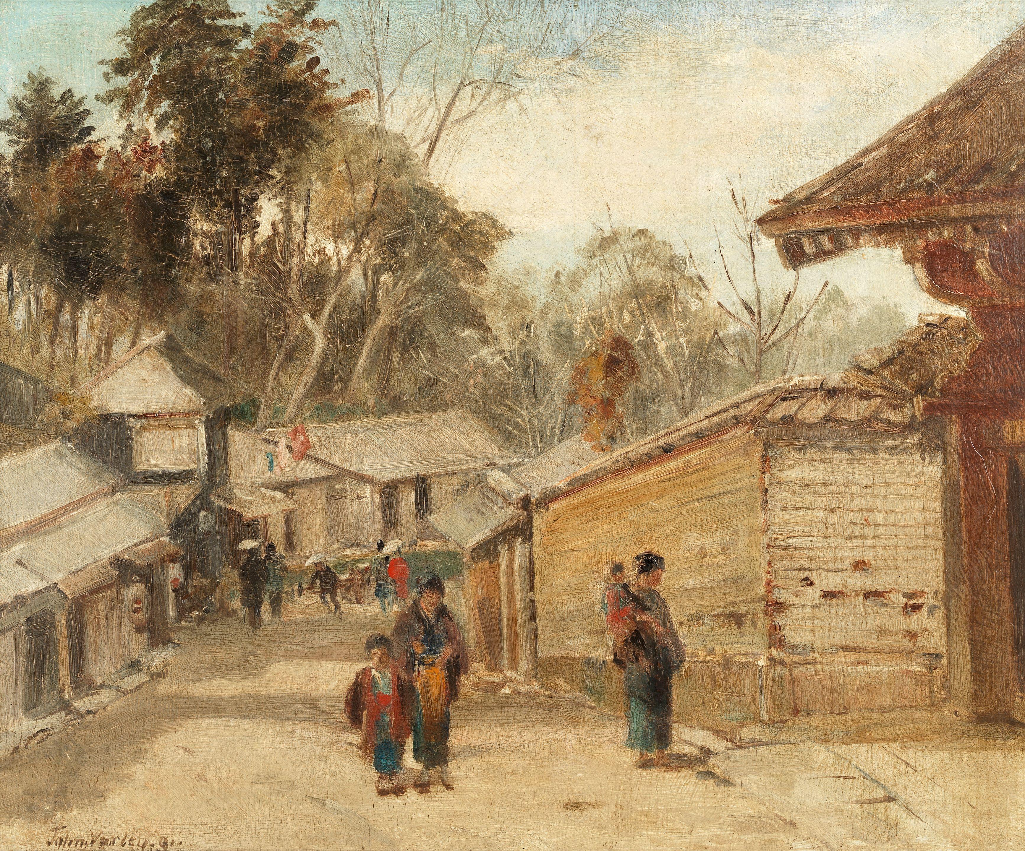 John Varley Jnr. - A Street Scene In Japan