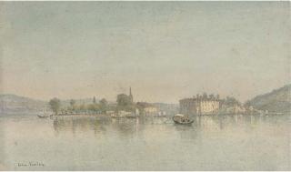 John Varley, Jun. - An Italian Lake Bathed In Evening Light