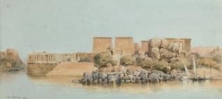 John Varley, Jun. - Feluccas moored before the Island of Philae, Egypt