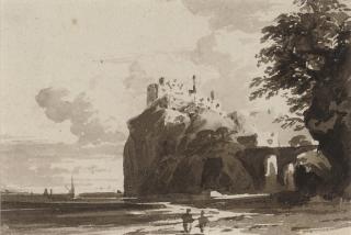 John Varley, O.W.S. - A castle on a rocky promontory