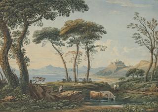 John Varley, O.W.S. - A distant view of Harlech Castle and Snowdon beyond, North Wales
