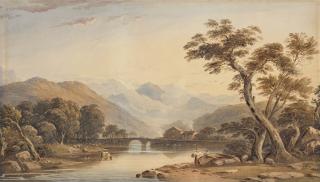 John Varley, O.W.S. - Beddgelert Bridge, with Snowdon beyond