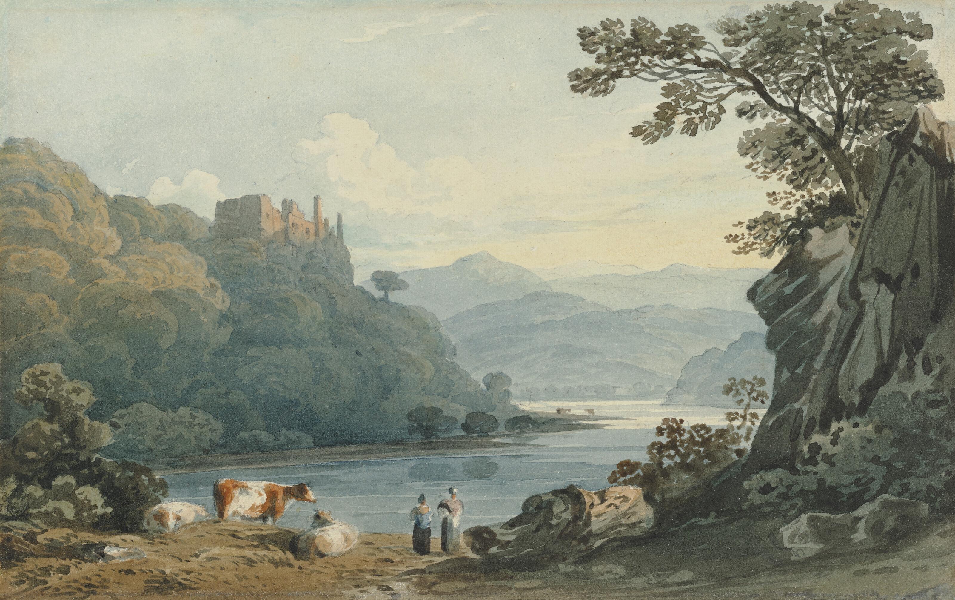 John Varley, O.W.S. - Berry Pomeroy Castle, Devon