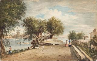 John Varley, O.W.S. - On the River Thames at Millbank, London