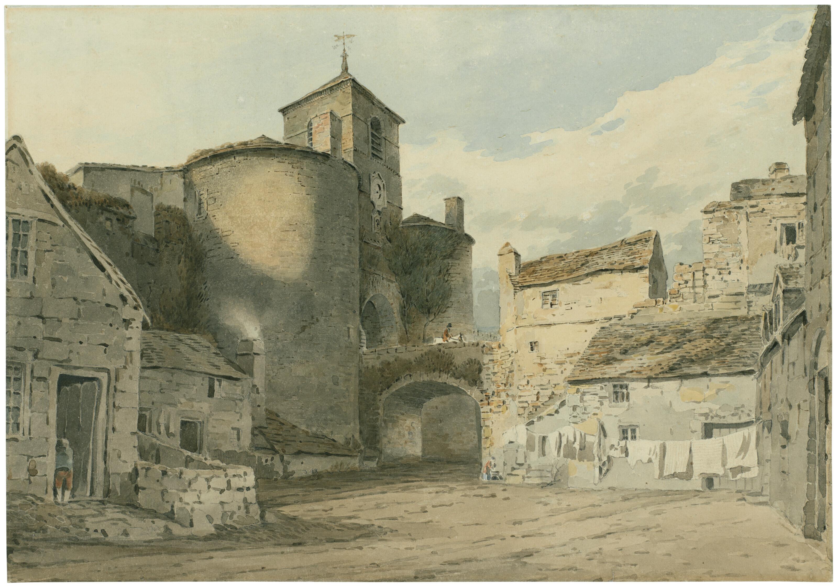 John Varley, O.W.S. - The east side of Caernarvon Castle, North Wales, seen from the south