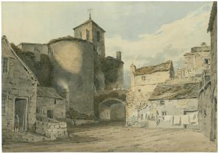 John Varley, O.W.S. - The east side of Caernarvon Castle, North Wales, seen from the south