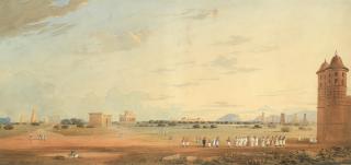 John Varley OWS - An ExpansIve View Of Temples And A Palace In India