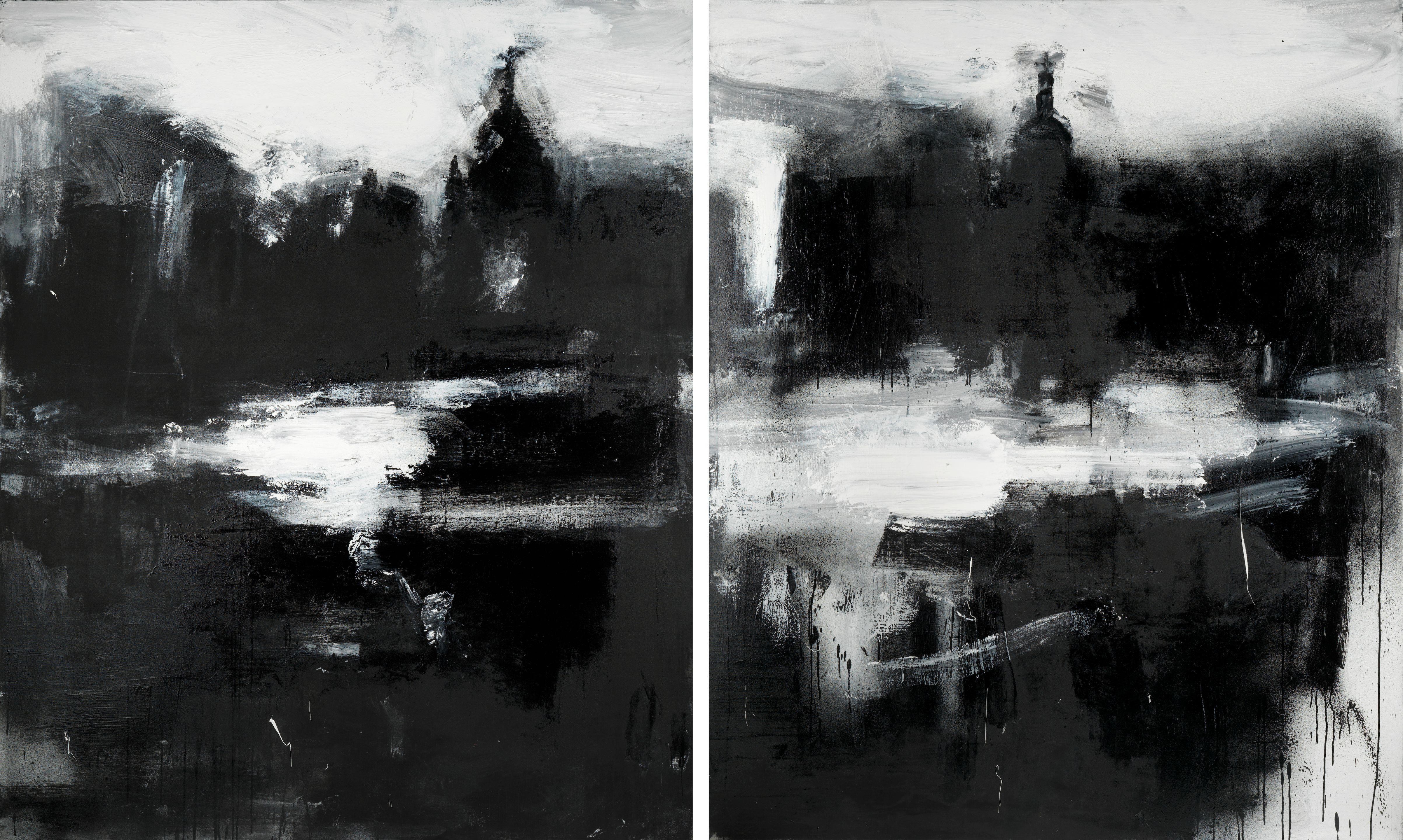 John Virtue - Diptych: Landscape 718 and 719