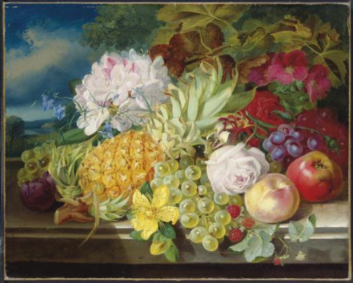 John Wainwright - Still life with fruit and flowers
