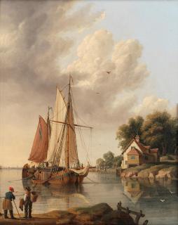 John Ward Of Hull - Coastal craft moored in calm waters