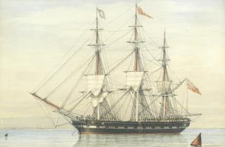 John Ward Of Hull - The frigate Herculaneum in profile