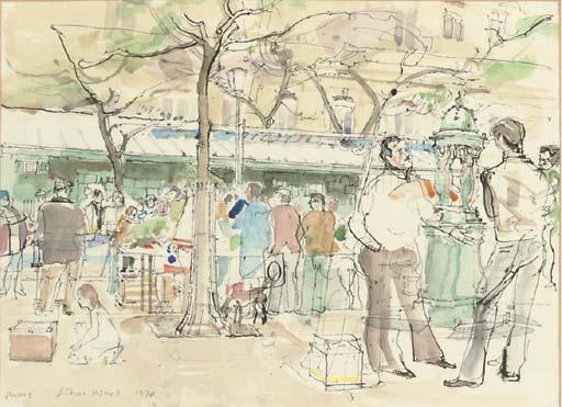 John Ward, R.A. - A Bird Market, Paris