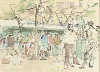 John Ward, R.A. - A Bird Market, Paris