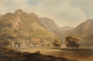 John Warwick Smith - Shepherds watching over a valley of sheep