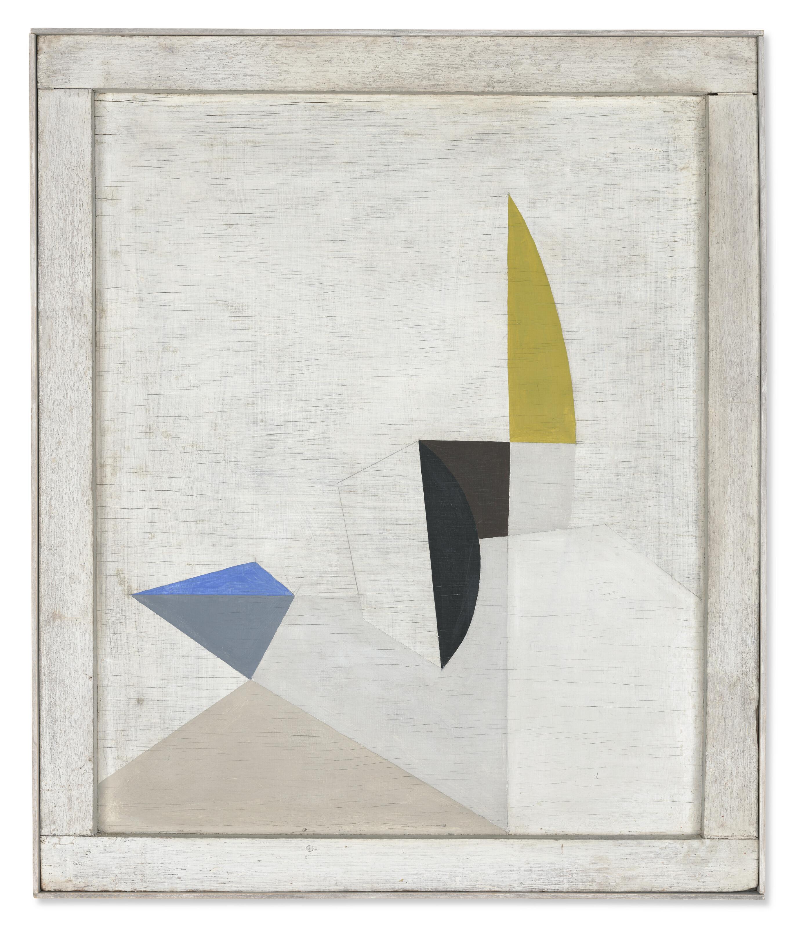 John Wells - Composition with blue, black, brown and ochre