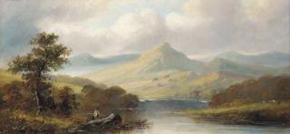 John Westall - An angler in a mountainous landscape