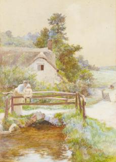 John White - A country woman feeding the geese, Penare