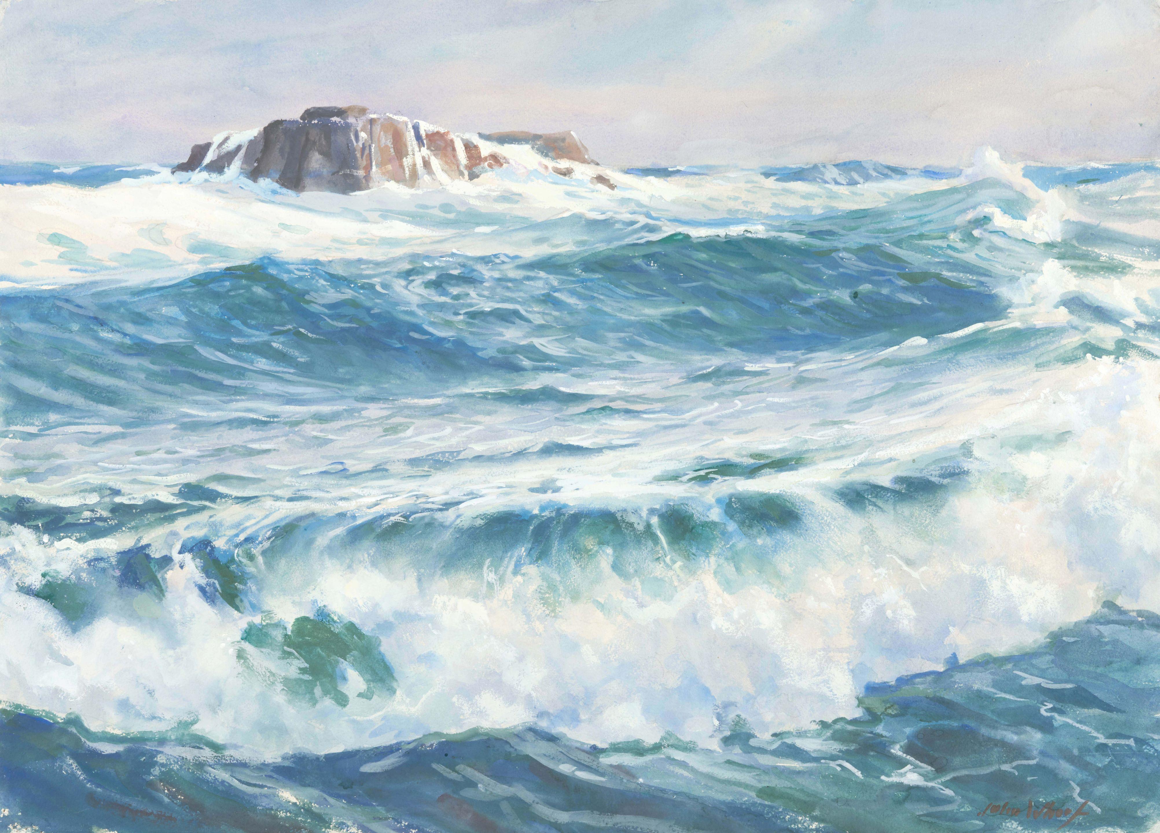 John Whorf - Rocks and Rolling Surf
