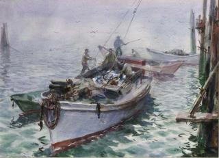 John Whorf - Trap Fisherman, Foggy Morning