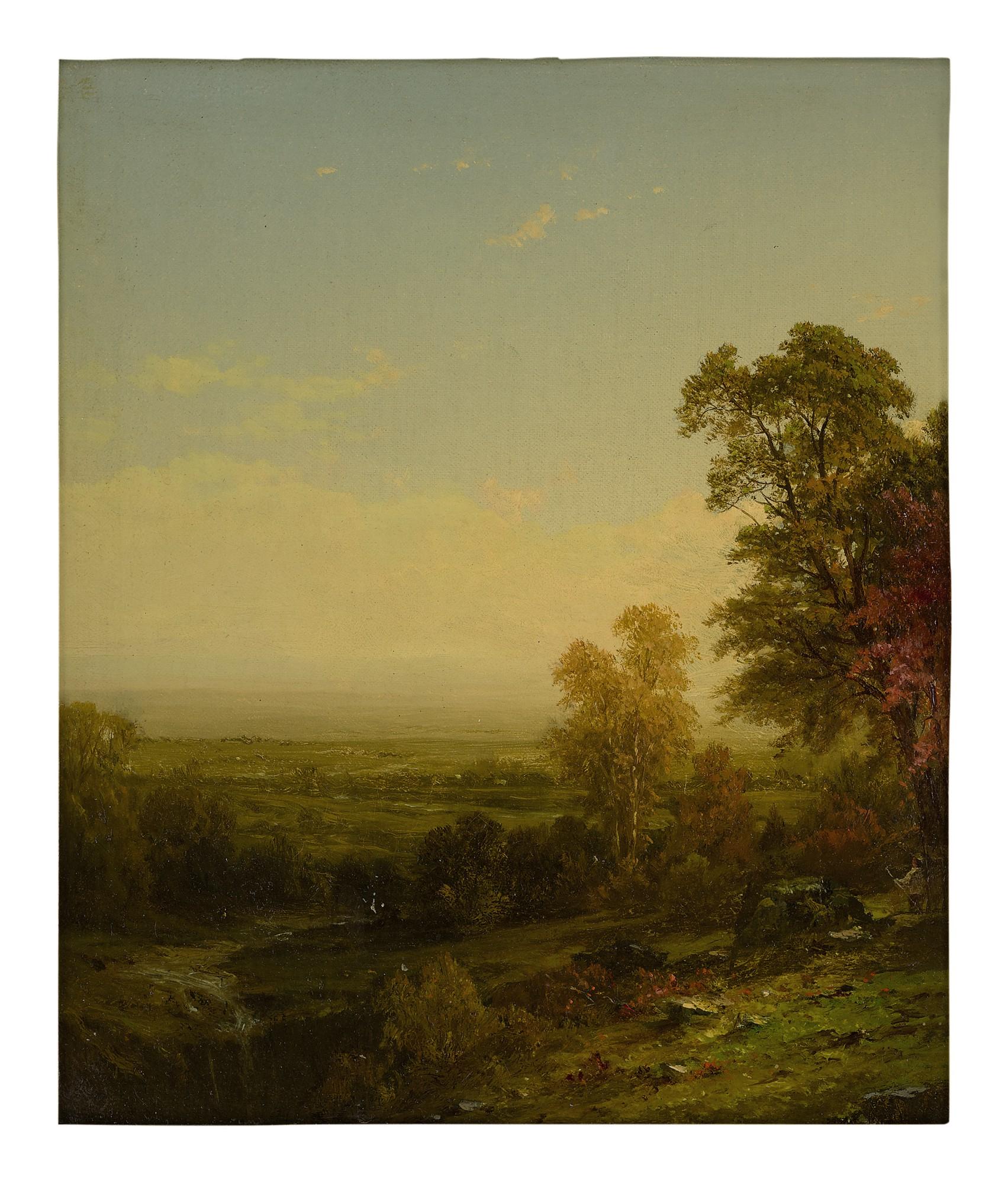 John William Casilear - Autumn Landscape With Fisherman