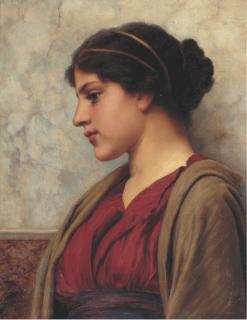 John William Godward, R.B.A. - A Classical Beauty, Far-Away Thoughts