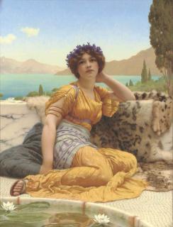 John William Godward, R.B.A. - With Violets Wreathed And Robe of Saffron Hue