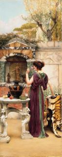 John William Godward - At the Garden Shrine, Pompeii