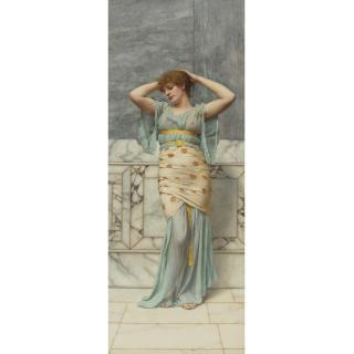 John William Godward - British Beauty In A Marble Room