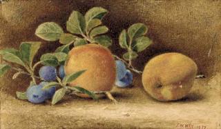 John William Hill - Still Life with Peaches and Plums