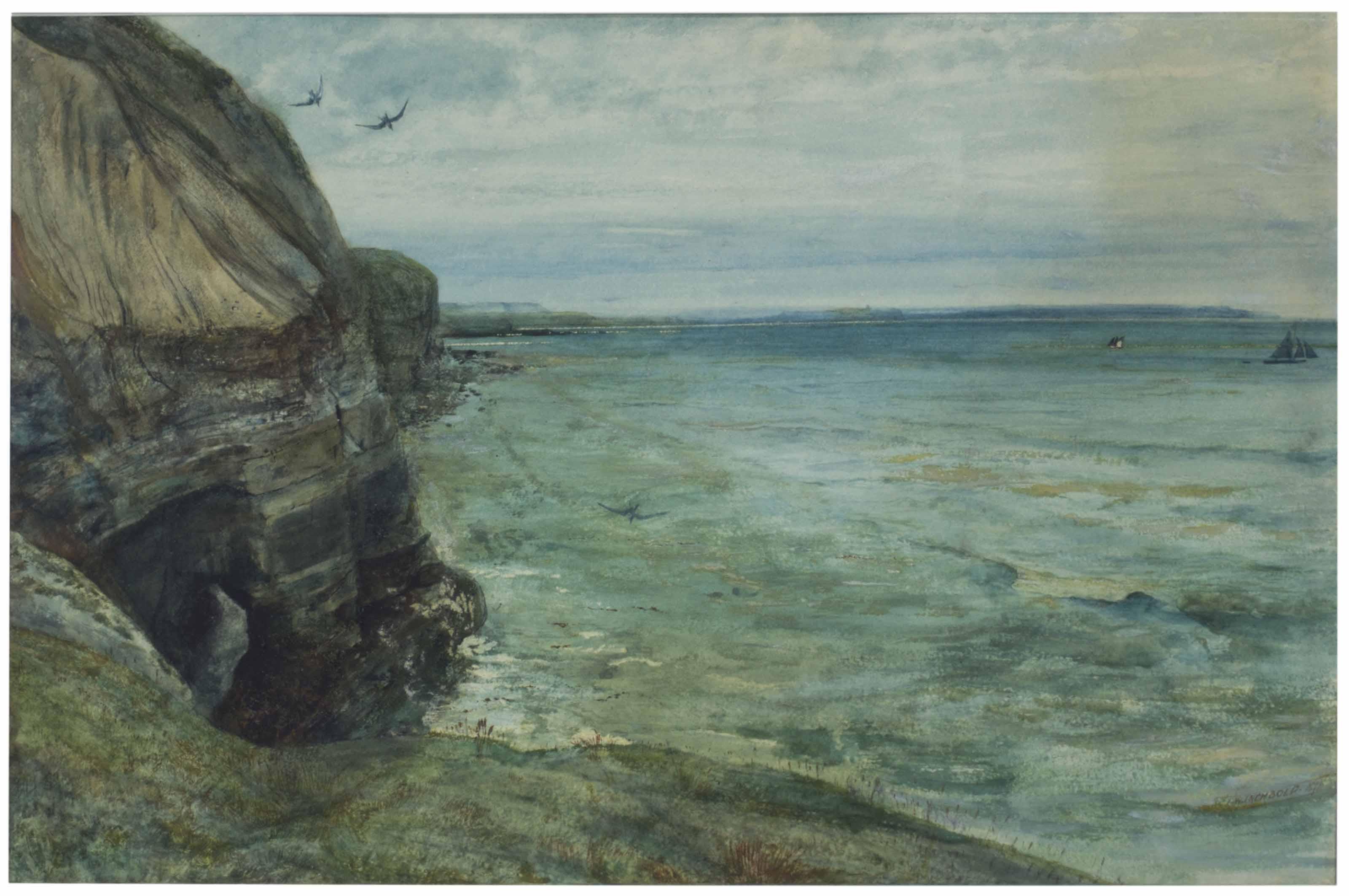 John William Inchbold - Cliffs and Sea, Filey, Yorkshire