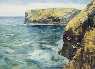 John William Inchbold - King Arthur\'s Island, Tintagel, Cornwall