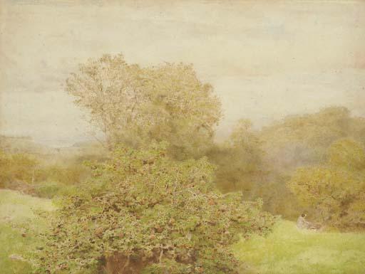 John William North, A.R.A., R.W.S. - Spring in a Western Orchard