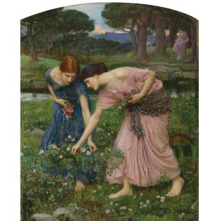 John William Waterhouse, R.A., R.I. - British Gather Ye Rosebuds While Ye May