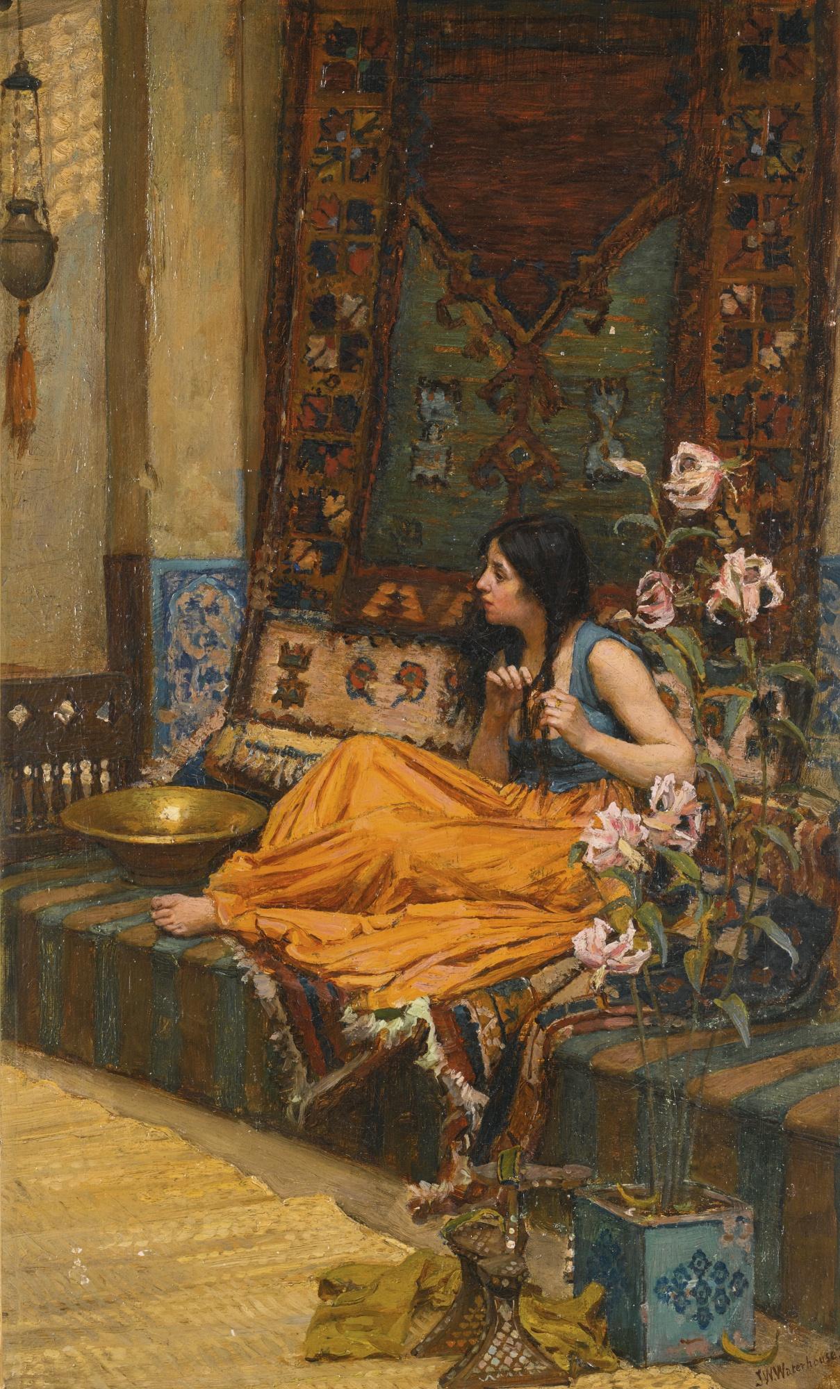 John William Waterhouse, R.A., R.I. - In The Harem, An Odalisque