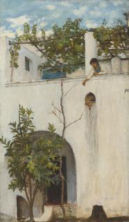 John William Waterhouse, R.A., R.I. - Lady On A Balcony, Capri