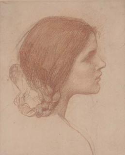 John William Waterhouse, R.A. - Study of a girl\'s head