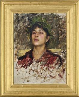 John William Waterhouse, R.A. - Study of the head of a young man, possibly for Narcissus