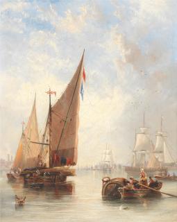 John Wilson Carmichael - A busy river scene