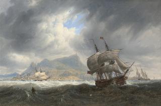 John Wilson Carmichael - Shipping in a heavy swell off Palermo