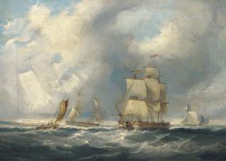 John Wilson Carmichael - Shipping in a squall