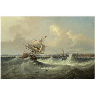 John Wilson Carmichael - Shipping In Choppy Seas Off A Coastline