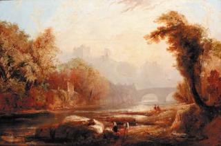 John Wilson Ewbank, R.S.A. - Richmond Castle at dusk