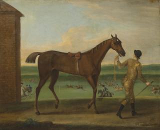 John Wootton - A chestnut mare, traditionally identified as Mr. Charles Pelham\'s  Brocklesby Betty , led by a jockey at Newmarket