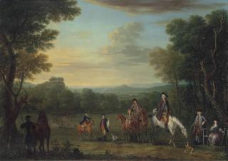 John Wootton - Thomas Osborne, 4Th Duke Of Leeds (1713-1789), On Horseback, With A Hunting Party In An Extensive Wooded Landscape