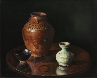 Johnny Oppenheimer - Stilleben med skål och vaser